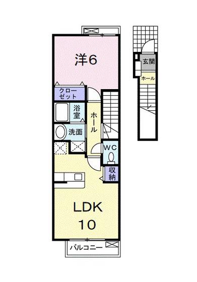 セレーノふくい弐番館(1LDK/2階)の間取り写真