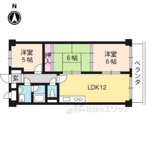 サンハイム桂(3LDK/3階)の間取り写真