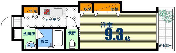 ノーブル縮景園(1K/4階)の間取り写真