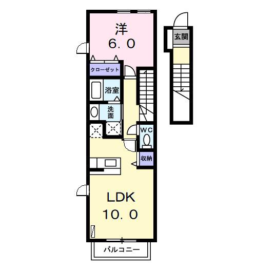 レジデンス輝II(1LDK/2階)の間取り写真