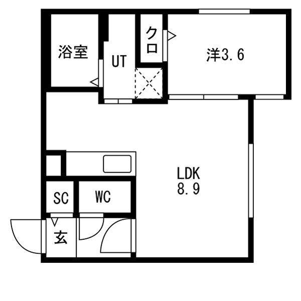 AND-HONDORI(1LDK/1階)の間取り写真