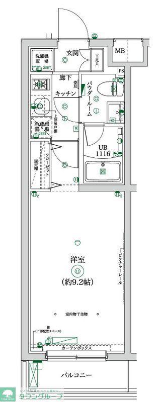 ガレリアレジデンス大泉学園(1K/1階)の間取り写真