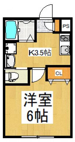 エルワイフ(1K/1階)の間取り写真