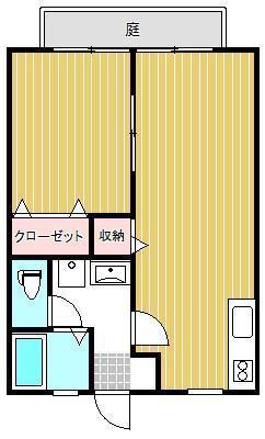 サンライフ中津A棟(1LDK/1階)の間取り写真
