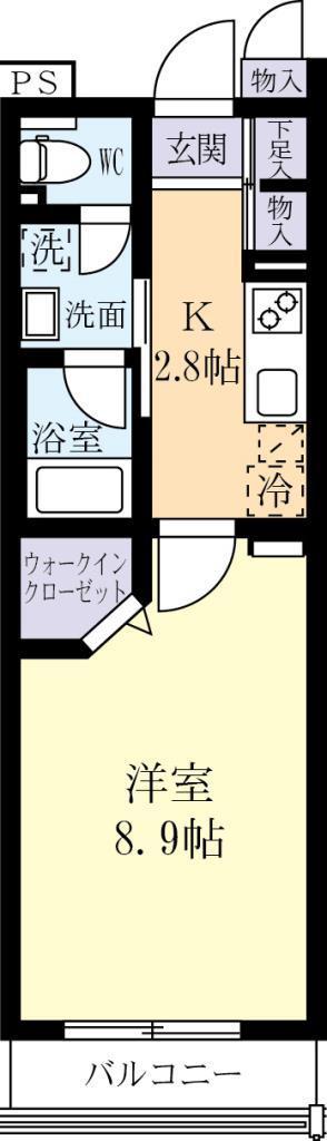 ウイングコートみどりの(1K/2階)の間取り写真