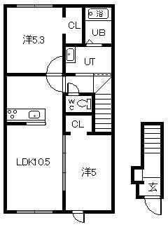 カナールピュアA(2LDK/2階)の間取り写真