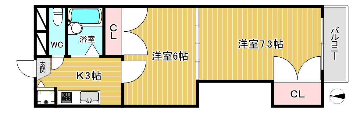 ラ・エスペランサ(2K/2階)の間取り写真