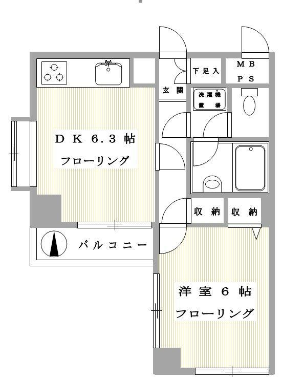 ライオンズマンション保土ヶ谷第5(1DK/3階)の間取り写真