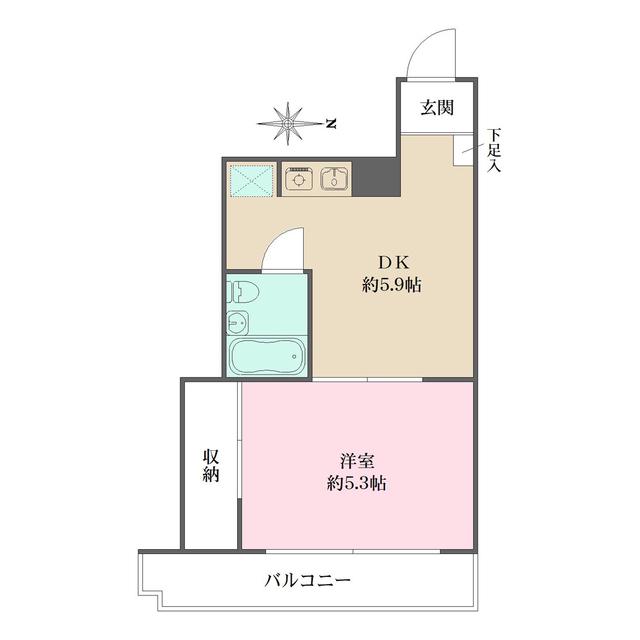 マツモト御殿山ハウス(1DK/3階)の間取り写真