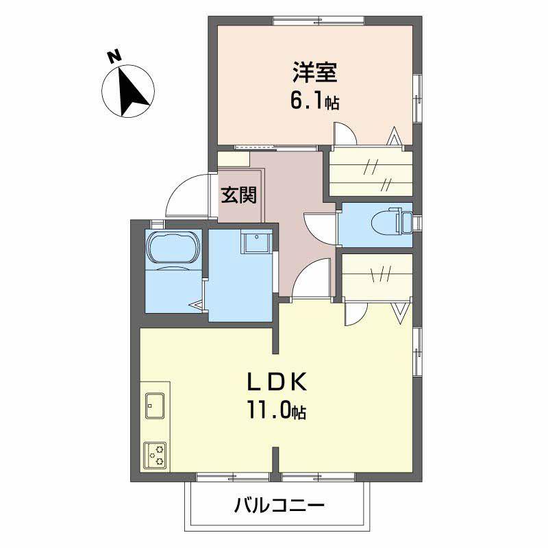 メゾンドラモ(1LDK/2階)の間取り写真