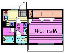 ヴェール大牧A・B(1K/2階)の間取り写真