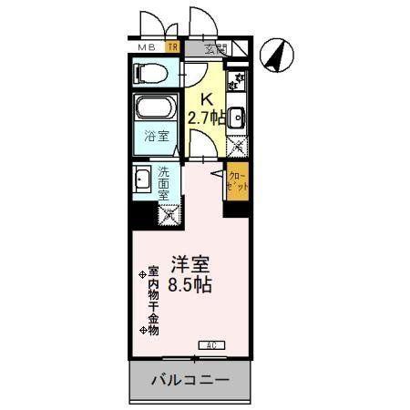 CENTRAL COURT(1K/4階)の間取り写真