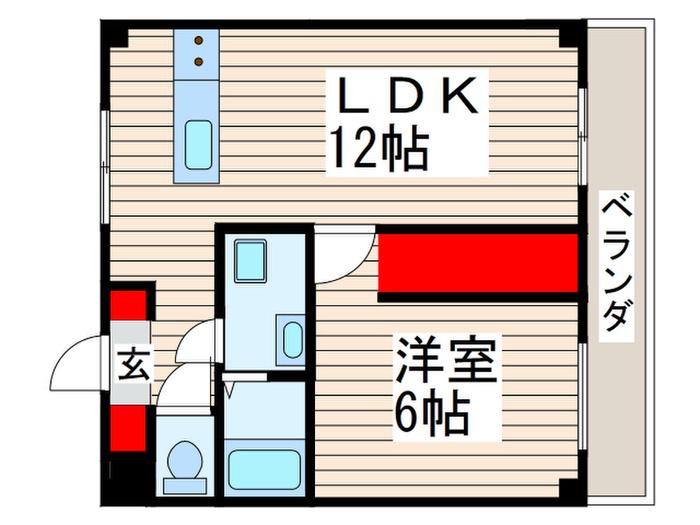 フローラ9(1LDK/4階)の間取り写真