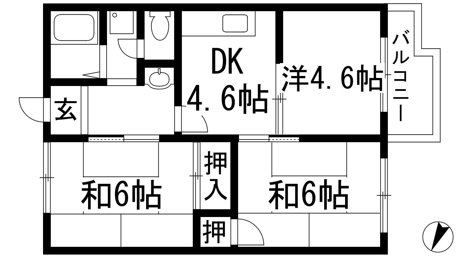 ヒルズ花屋敷(3DK/2階)の間取り写真