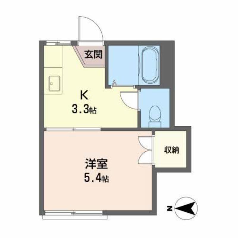 メゾンミモザIII(1K/2階)の間取り写真