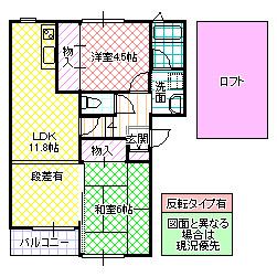 K・ZONE I(2LDK/1階)の間取り写真