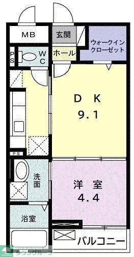 ユトリナ湘南 A(1LDK/2階)の間取り写真