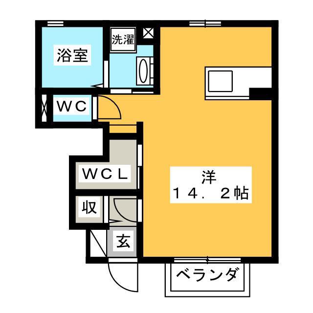 ハレルアナ(ワンルーム/1階)の間取り写真