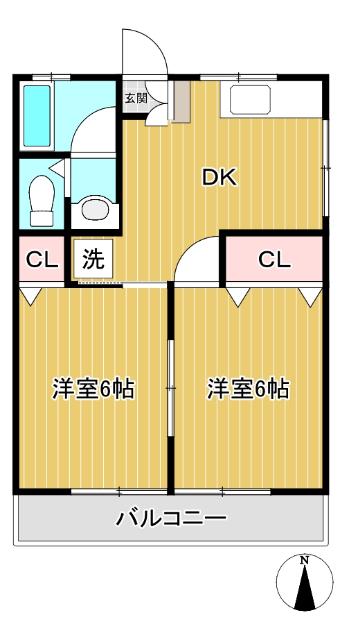 第一ドリームコーポ本橋(2DK/1階)の間取り写真