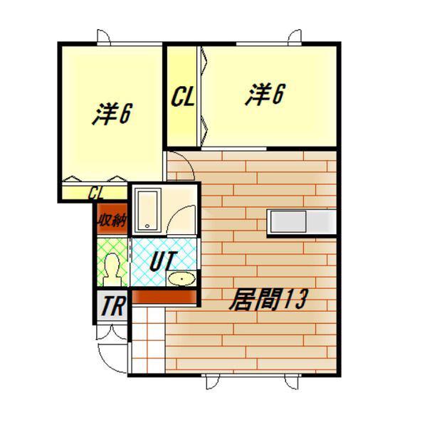 ハイビルディングシュール(2LDK/2階)の間取り写真