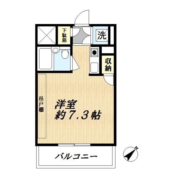 ジュネス市ヶ尾(1K/4階)の間取り写真