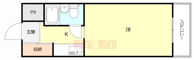 スイリ一番館(ワンルーム/5階)の間取り写真