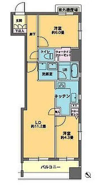カスタリア人形町(1SLDK/6階)の間取り写真