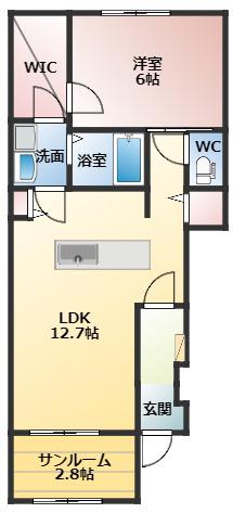 カーサ 雅(1LDK/1階)の間取り写真