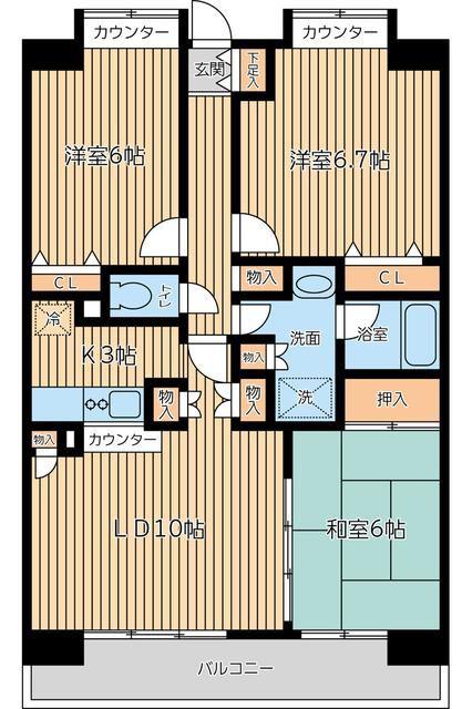CITY SPIRE西葛西(3LDK/3階)の間取り写真