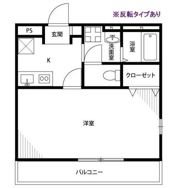 アンプルールフェールHORIZON(1K/2階)の間取り写真