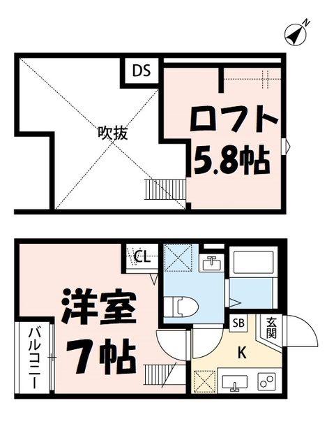 フレシア(1K/2階)の間取り写真