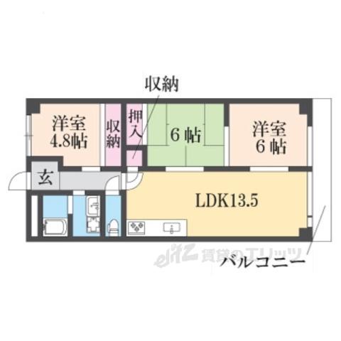 シャルマンコーポ草津(3LDK/9階)の間取り写真
