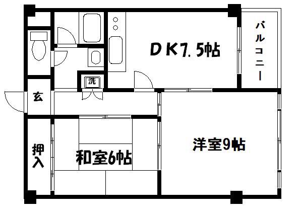 ロイヤルセンタービルコバヤシ(2DK/3階)の間取り写真