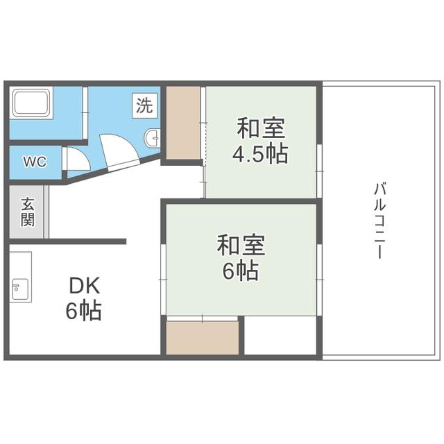 下大利駅前ビル(2DK/3階)の間取り写真