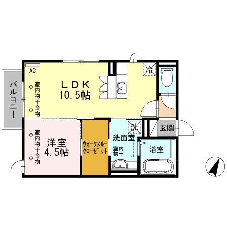 DOLCE VITA(1LDK/2階)の間取り写真