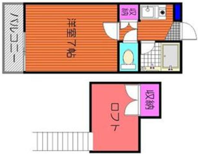 ウェルネス下原(ワンルーム/2階)の間取り写真