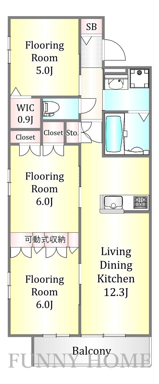 コンティーゴ(3LDK/2階)の間取り写真