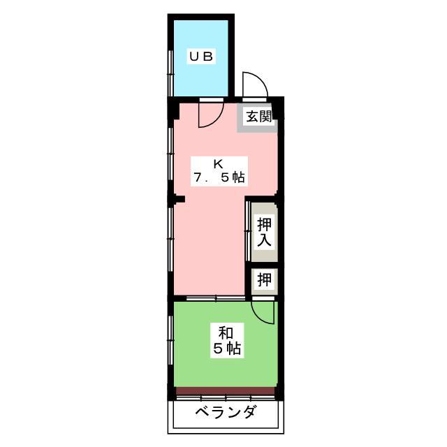 第2川島ビル(1DK/4階)の間取り写真