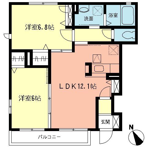 サングレイス(2LDK/1階)の間取り写真