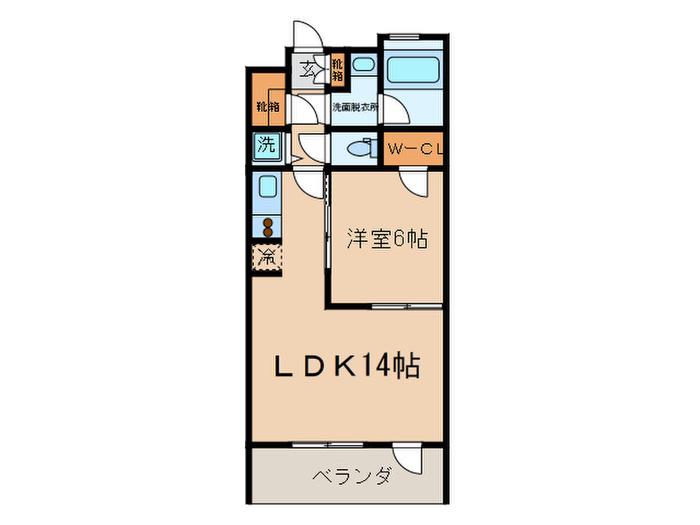 レジディア祐天寺(1LDK/1階)の間取り写真