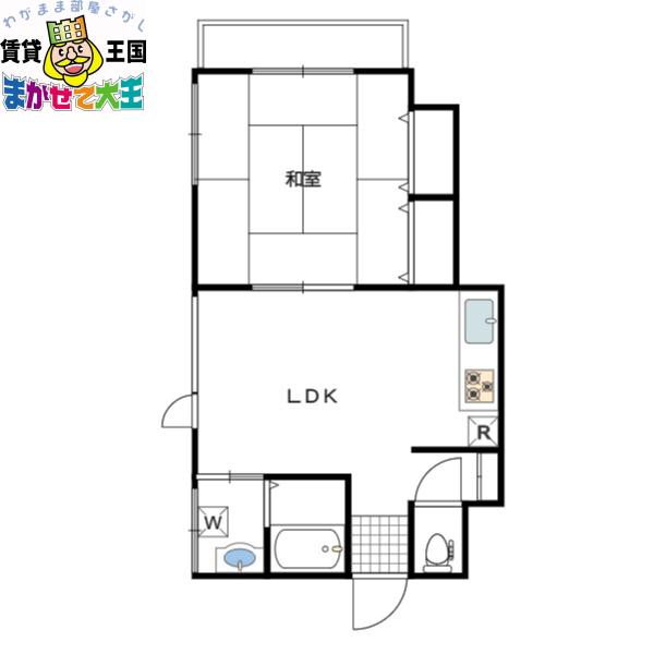 戸町ビル一喜マンション(1LDK/2階)の間取り写真