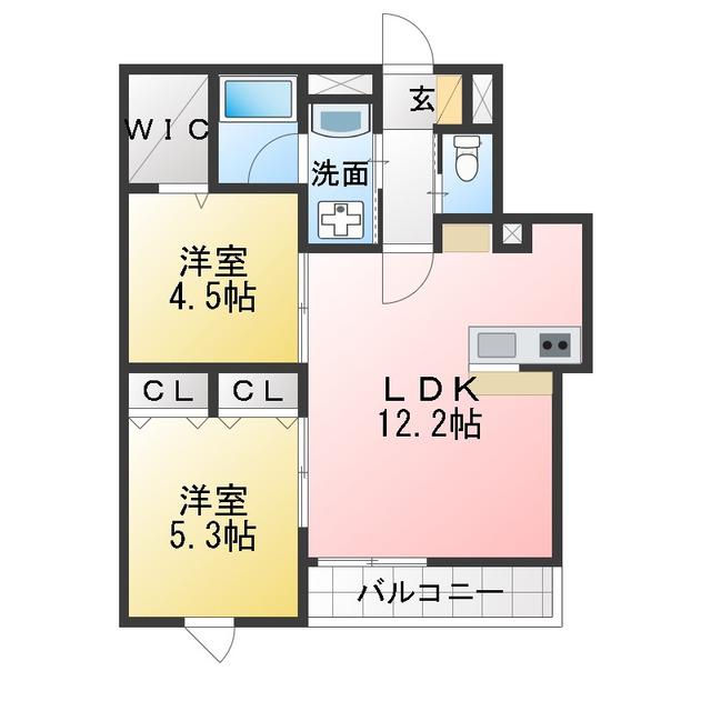 HARVEST日暮里(2LDK/1階)の間取り写真