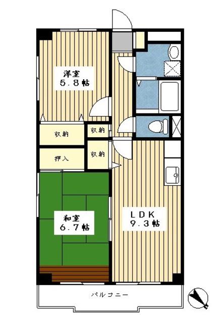 中川第二宗ビル(2LDK/4階)の間取り写真