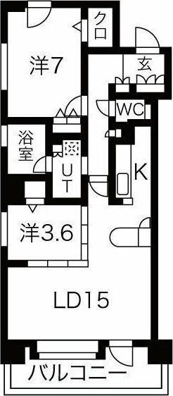 ラ・クラッセ札幌ステーションスクエア(2LDK/5階)の間取り写真