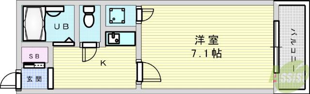 ヴェローノ新大阪南(1K/6階)の間取り写真