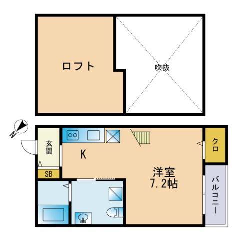 ル・シエル箱崎(ワンルーム/2階)の間取り写真