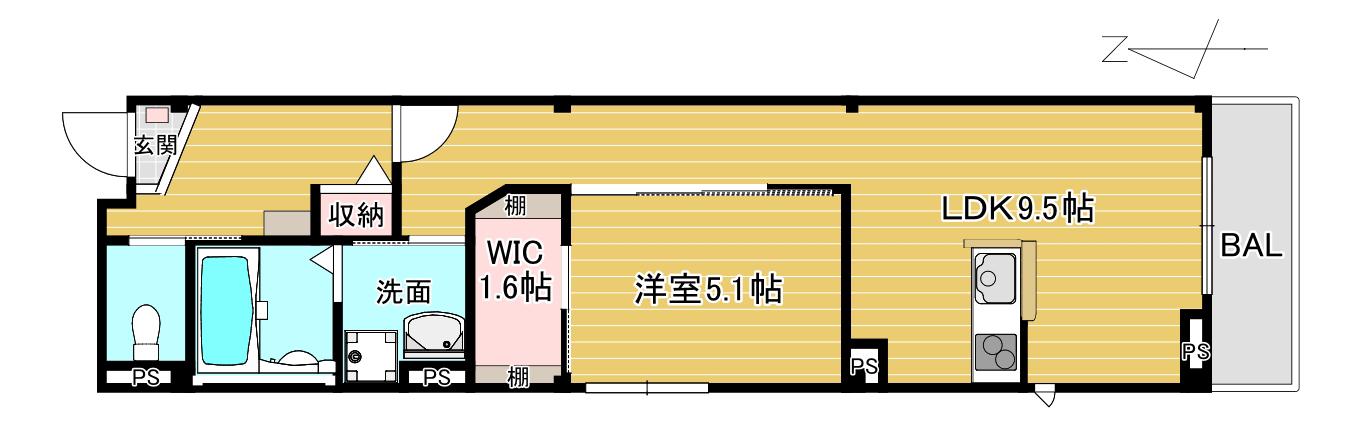 モアナホワイエ(1LDK/1階)の間取り写真