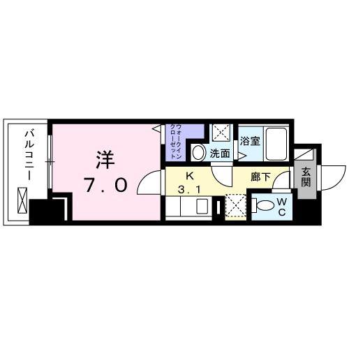HI-ROSY川口(1K/3階)の間取り写真