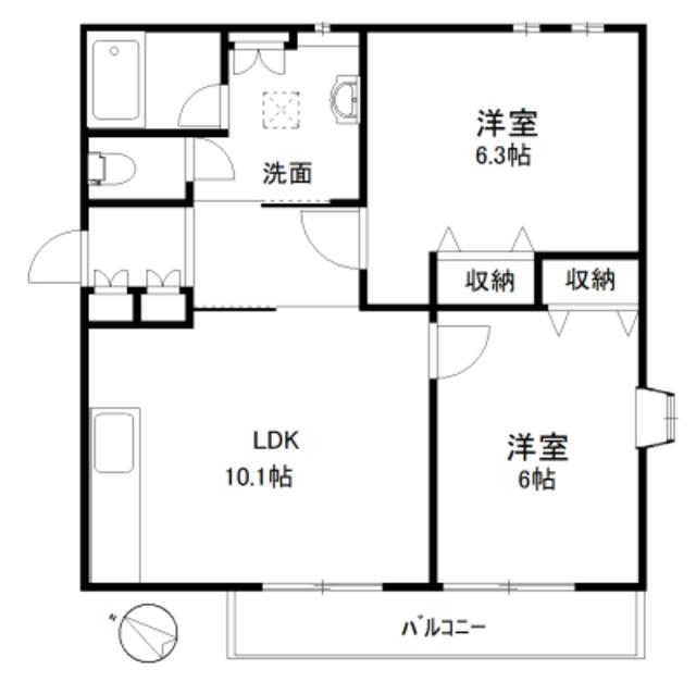 サンセール(2LDK/1階)の間取り写真