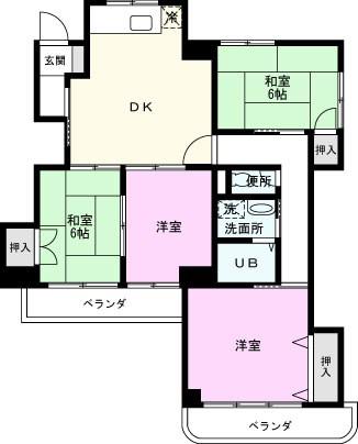 ヴィラK(4DK/4階)の間取り写真